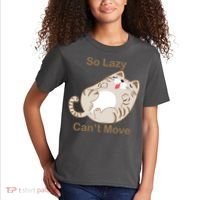 So Lazy Can't Move Funny Fat Cat Kids T-Shirt thumb 2