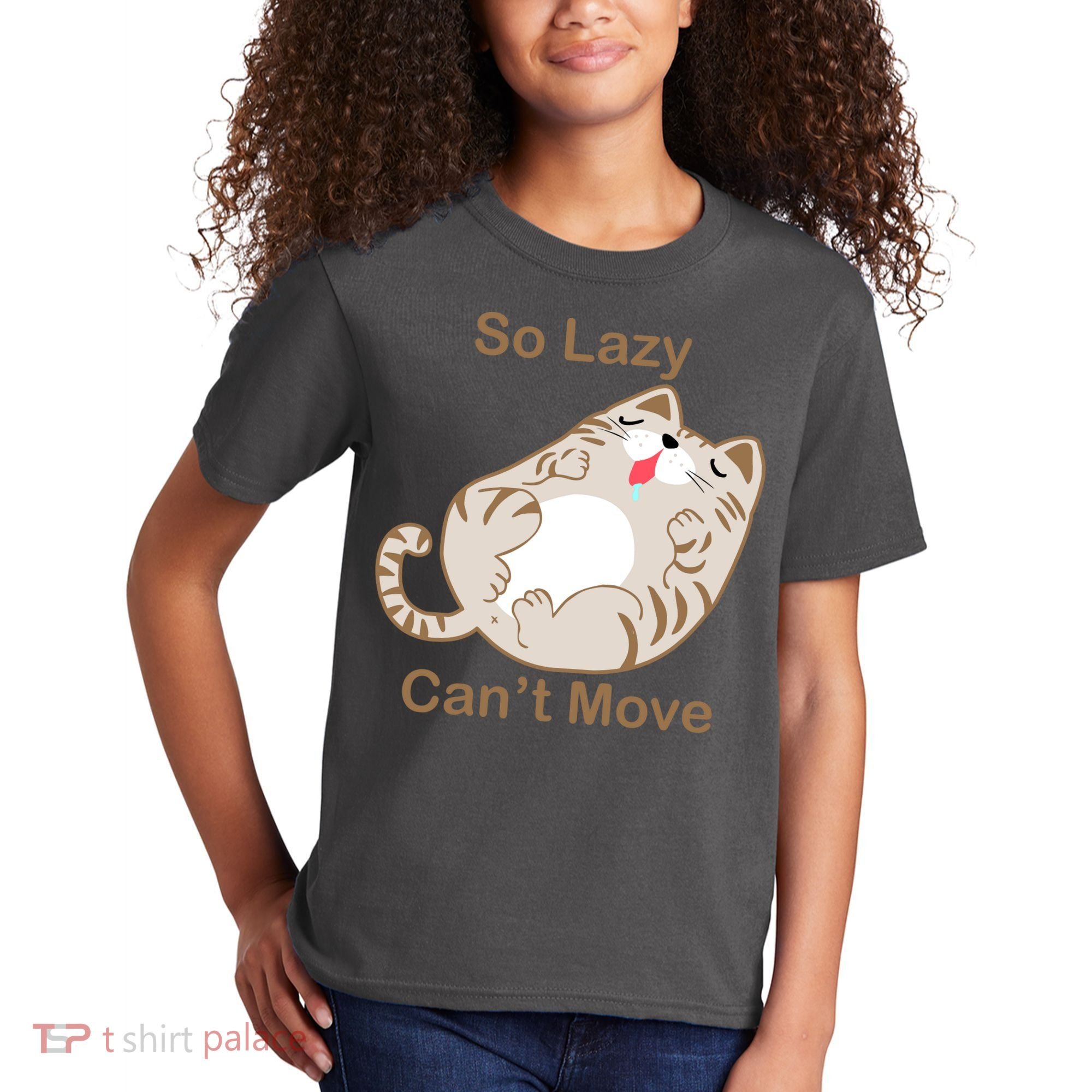 So Lazy Can't Move Funny Fat Cat Kids T-Shirt