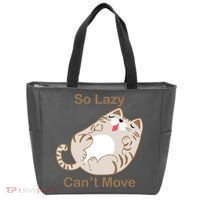 So Lazy Can't Move Funny Fat Cat Tote Bag thumb 0