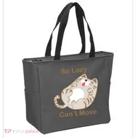So Lazy Can't Move Funny Fat Cat Tote Bag thumb 2