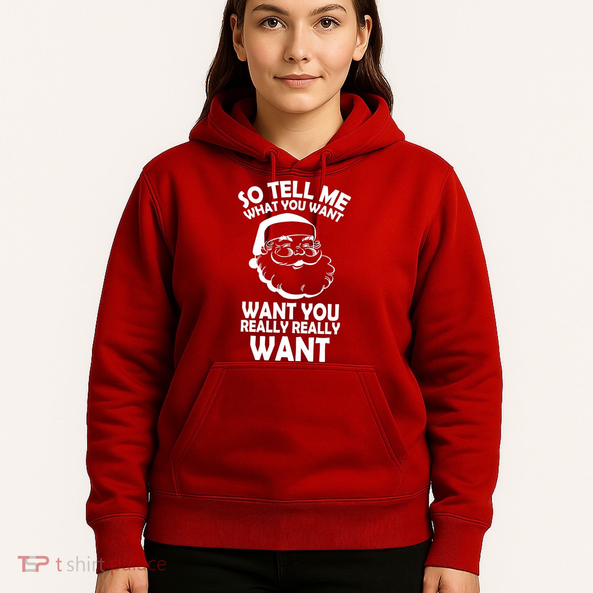So Tell Me What You Want Funny Santa` Hoodie