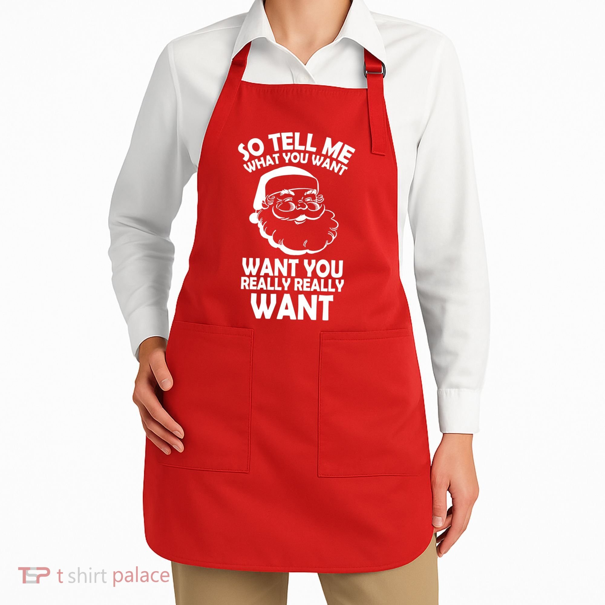 So Tell Me What You Want Funny Santa` Apron