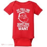 So Tell Me What You Want Funny Santa` Baby Bodysuit thumb 0