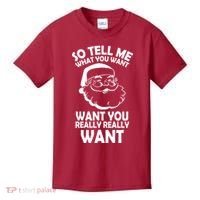 So Tell Me What You Want Funny Santa` Kids T-Shirt thumb 0