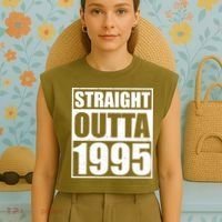 Straight Outta 1995 30th Birthday Garment-Dyed Women's Muscle Tee thumb 4