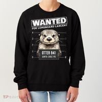 Surfing Otter 841 Wanted For Long Board Larceny Funny Cali Women's Sweatshirt thumb 0