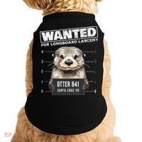 Surfing Otter 841 Wanted For Long Board Larceny Funny Cali Doggie Tank thumb 0