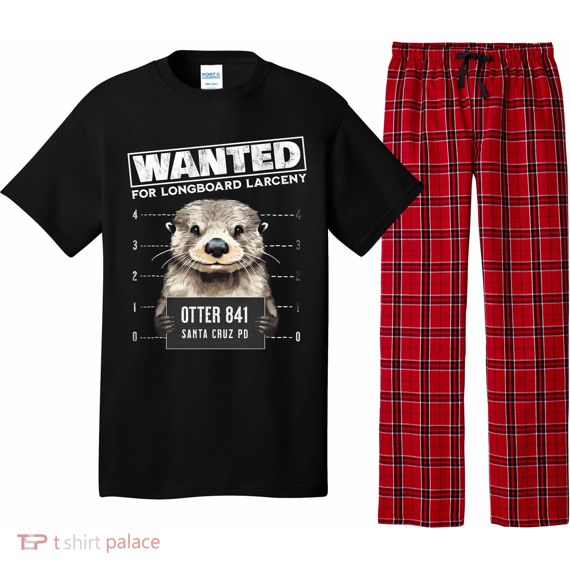 Surfing Otter 841 Wanted For Long Board Larceny Funny Cali Pajama Set