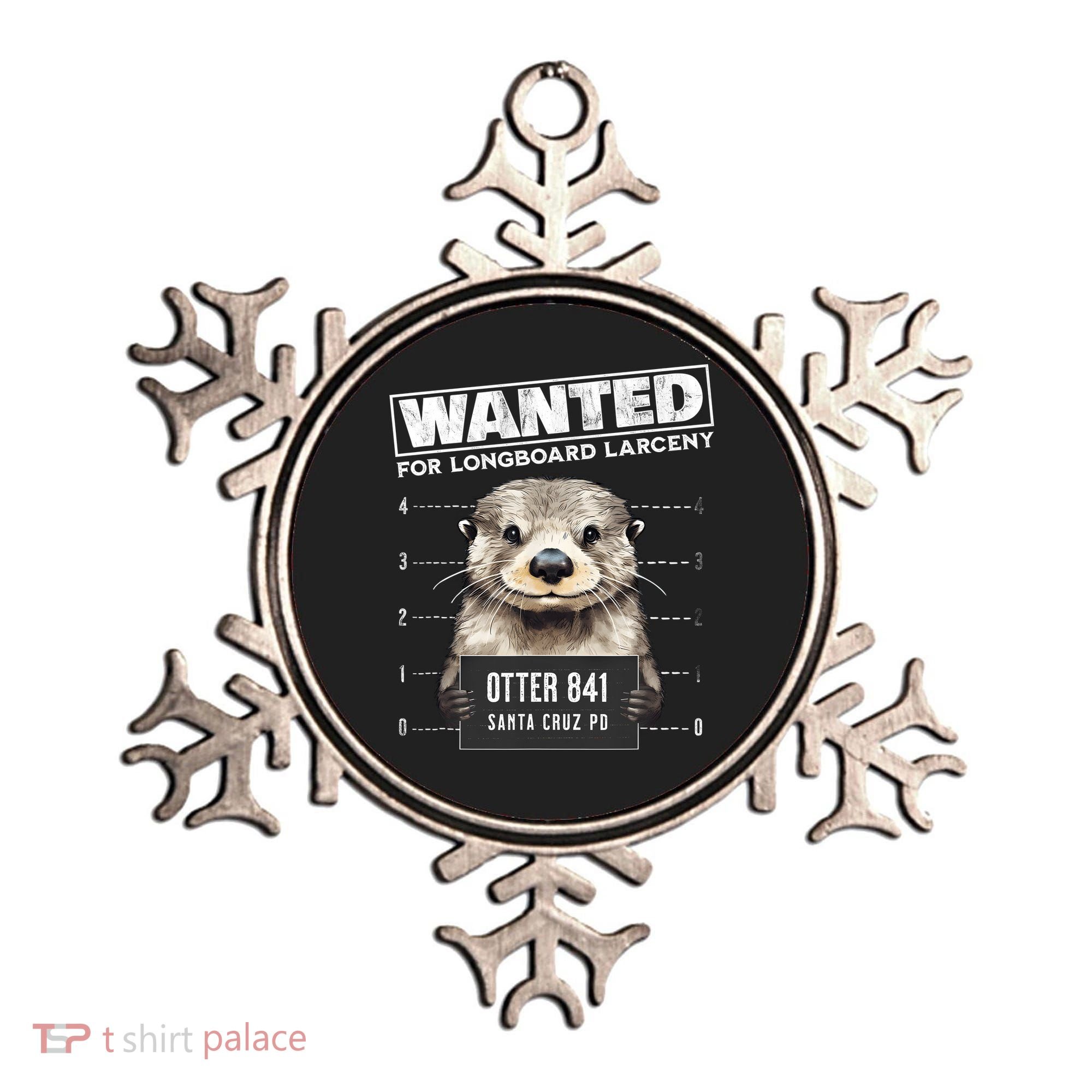 Surfing Otter 841 Wanted For Long Board Larceny Funny Cali Ornament