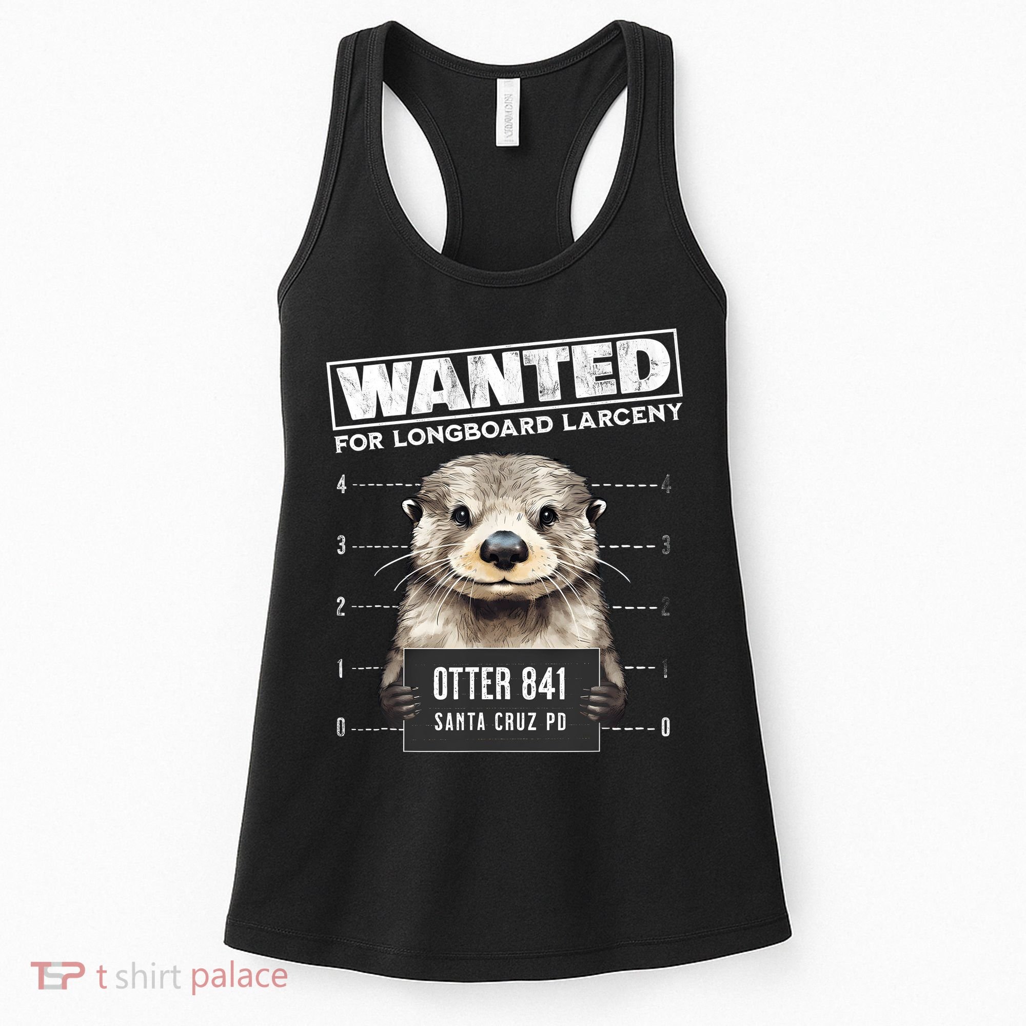 Surfing Otter 841 Wanted For Long Board Larceny Funny Cali Women's Tank Top