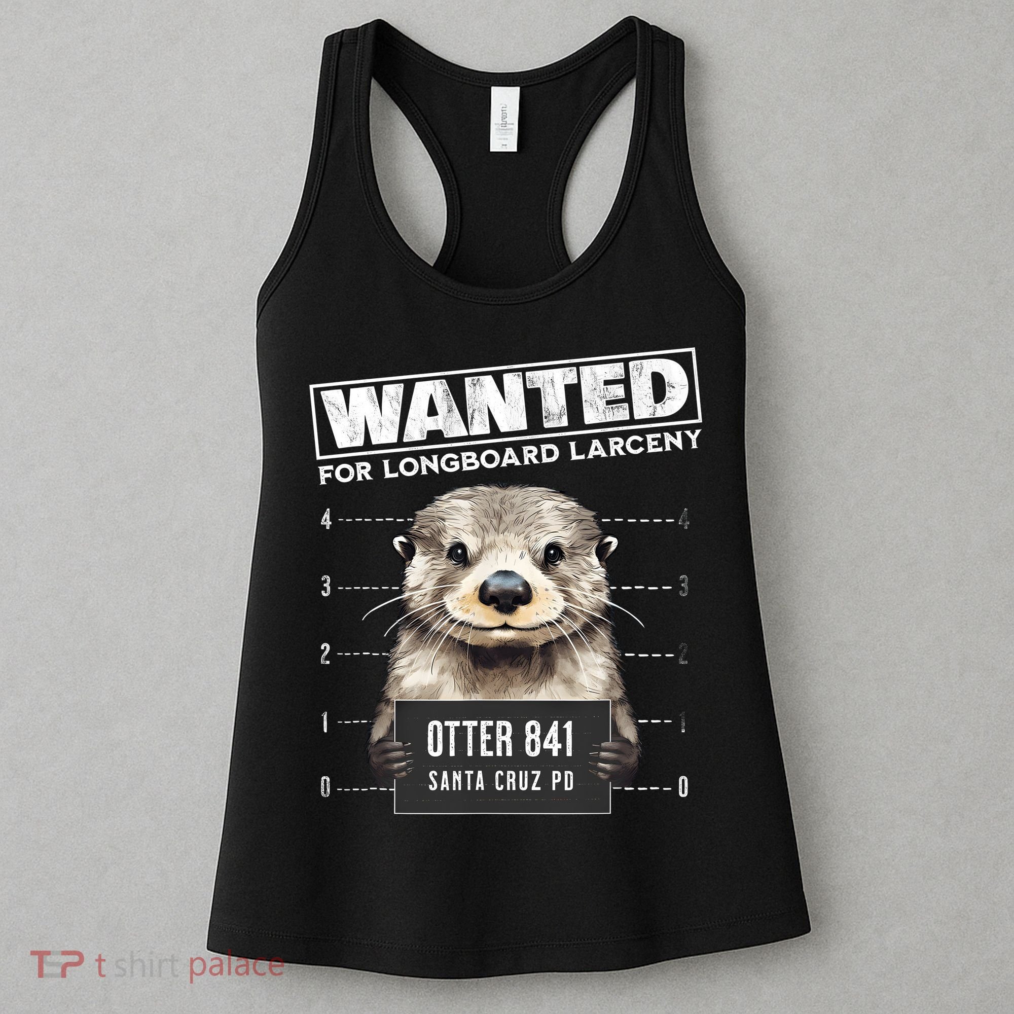 Surfing Otter 841 Wanted For Long Board Larceny Funny Cali Women's Tank Top