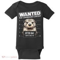 Surfing Otter 841 Wanted For Long Board Larceny Funny Cali Baby Bodysuit thumb 0
