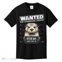 Surfing Otter 841 Wanted For Long Board Larceny Funny Cali Kids T-Shirt thumb 0