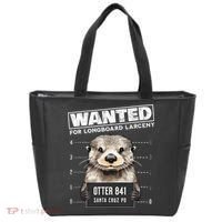 Surfing Otter 841 Wanted For Long Board Larceny Funny Cali Tote Bag thumb 0