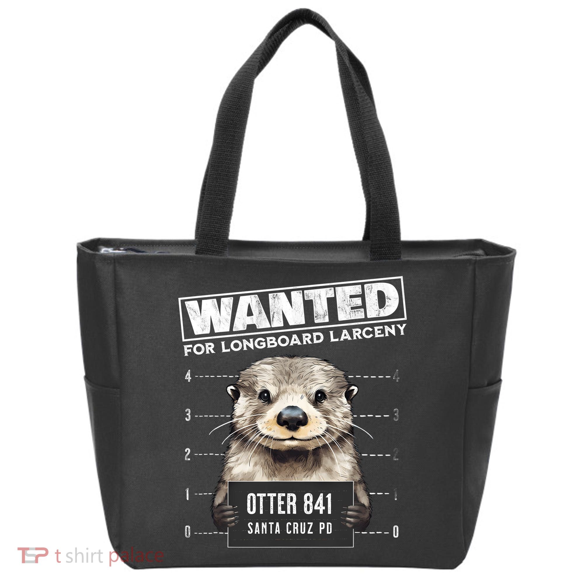 Surfing Otter 841 Wanted For Long Board Larceny Funny Cali Tote Bag