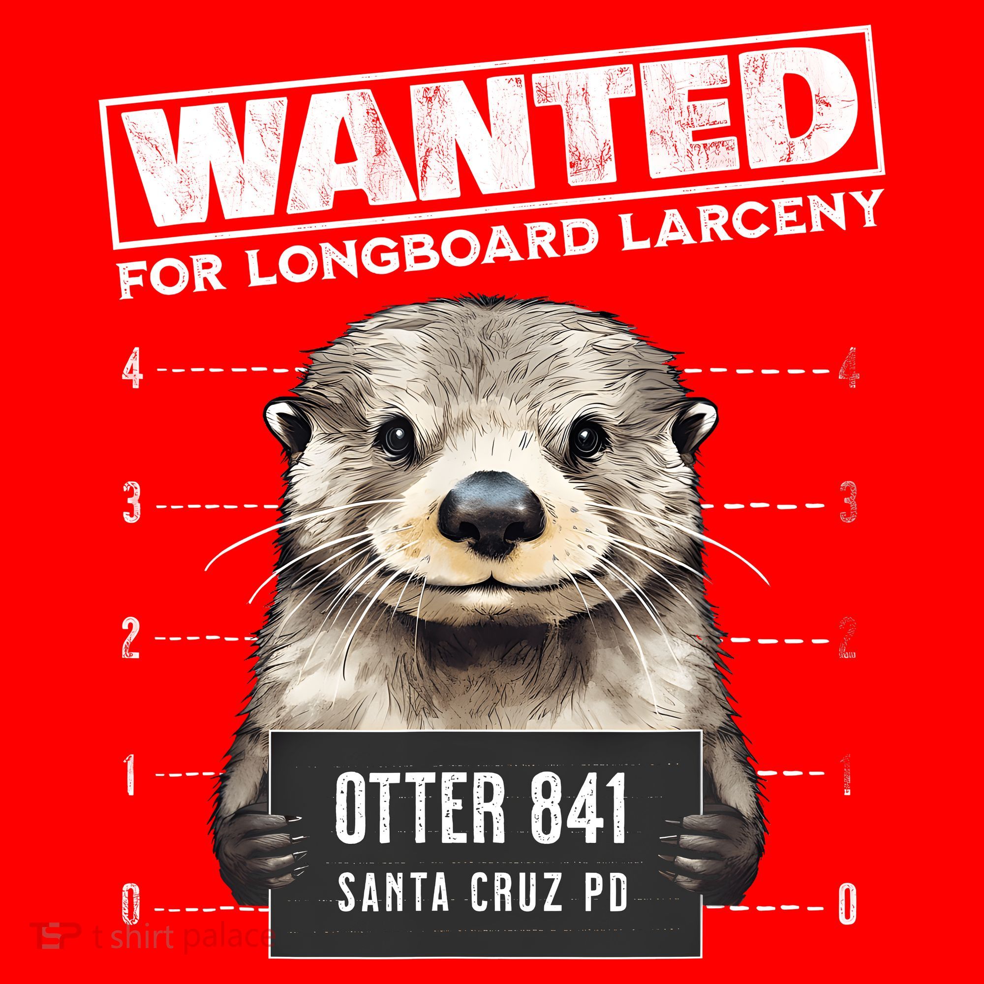Surfing Otter 841 Wanted For Long Board Larceny Funny Cali Santa Hat