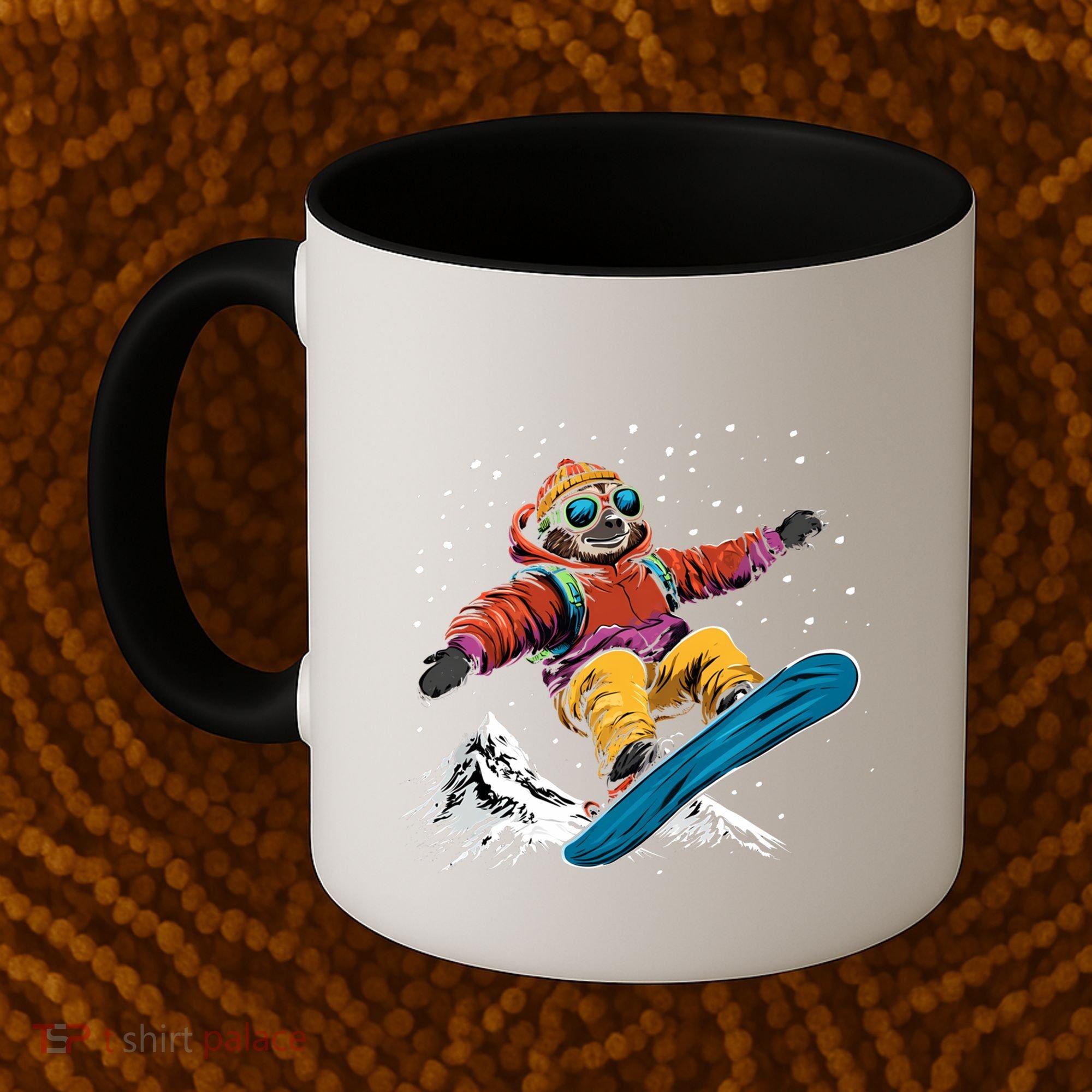 Sloth On A Snowboard Snowboarding Coffee Mug