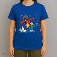 Sloth On A Snowboard Snowboarding T-Shirt thumb 4