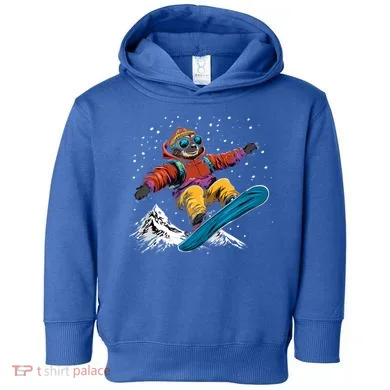 Sloth On A Snowboard Snowboarding Toddler Hoodie