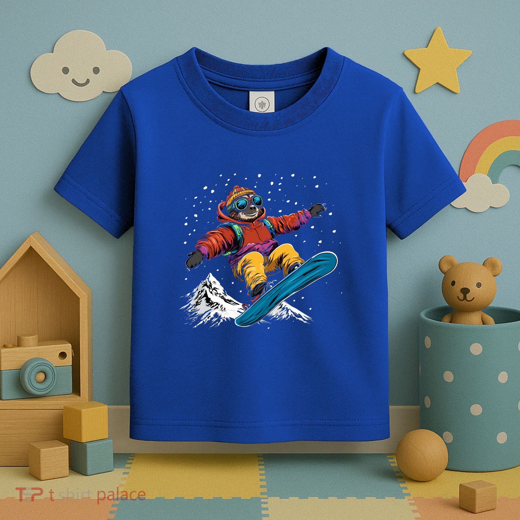 Sloth On A Snowboard Snowboarding Toddler T-Shirt