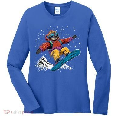 Sloth On A Snowboard Snowboarding Women's Long Sleeve Shirt