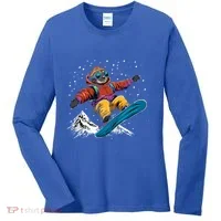 Sloth On A Snowboard Snowboarding Women's Long Sleeve Shirt thumb 0