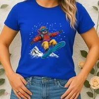 Sloth On A Snowboard Snowboarding Women's T-Shirt thumb 2