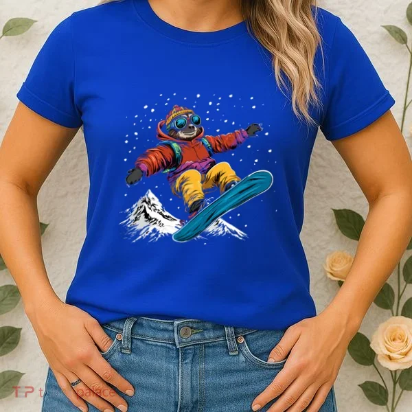 Sloth On A Snowboard Snowboarding Women's T-Shirt