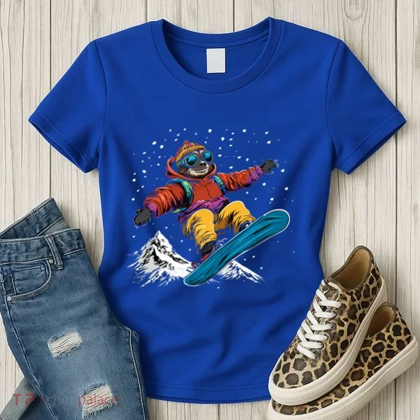 Sloth On A Snowboard Snowboarding Women's T-Shirt