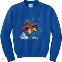 Sloth On A Snowboard Snowboarding Kids Sweatshirt thumb 0