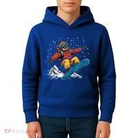 Sloth On A Snowboard Snowboarding Kids Hoodie thumb 4