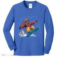 Sloth On A Snowboard Snowboarding Kids Long Sleeve Shirt thumb 0