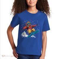 Sloth On A Snowboard Snowboarding Kids T-Shirt thumb 2