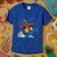 Sloth On A Snowboard Snowboarding Kids T-Shirt thumb 3