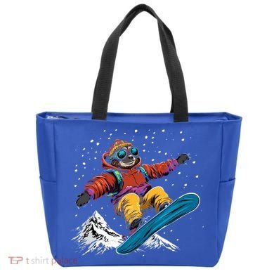 Sloth On A Snowboard Snowboarding Tote Bag
