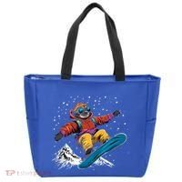 Sloth On A Snowboard Snowboarding Tote Bag thumb 0