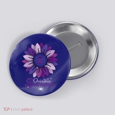 Sunflower Overdose Awareness Month Purple Button