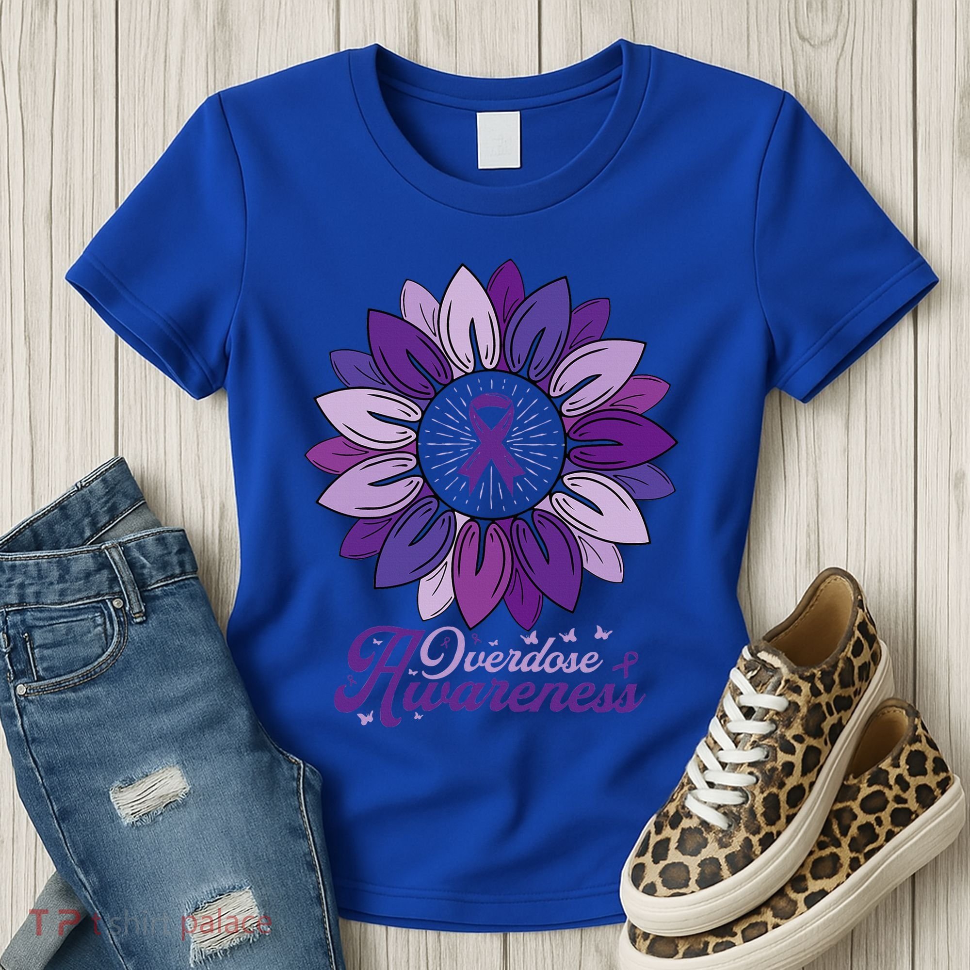 Sunflower Overdose Awareness Month Purple Women's T-Shirt
