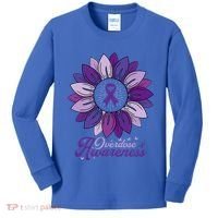 Sunflower Overdose Awareness Month Purple Kids Long Sleeve Shirt thumb 0