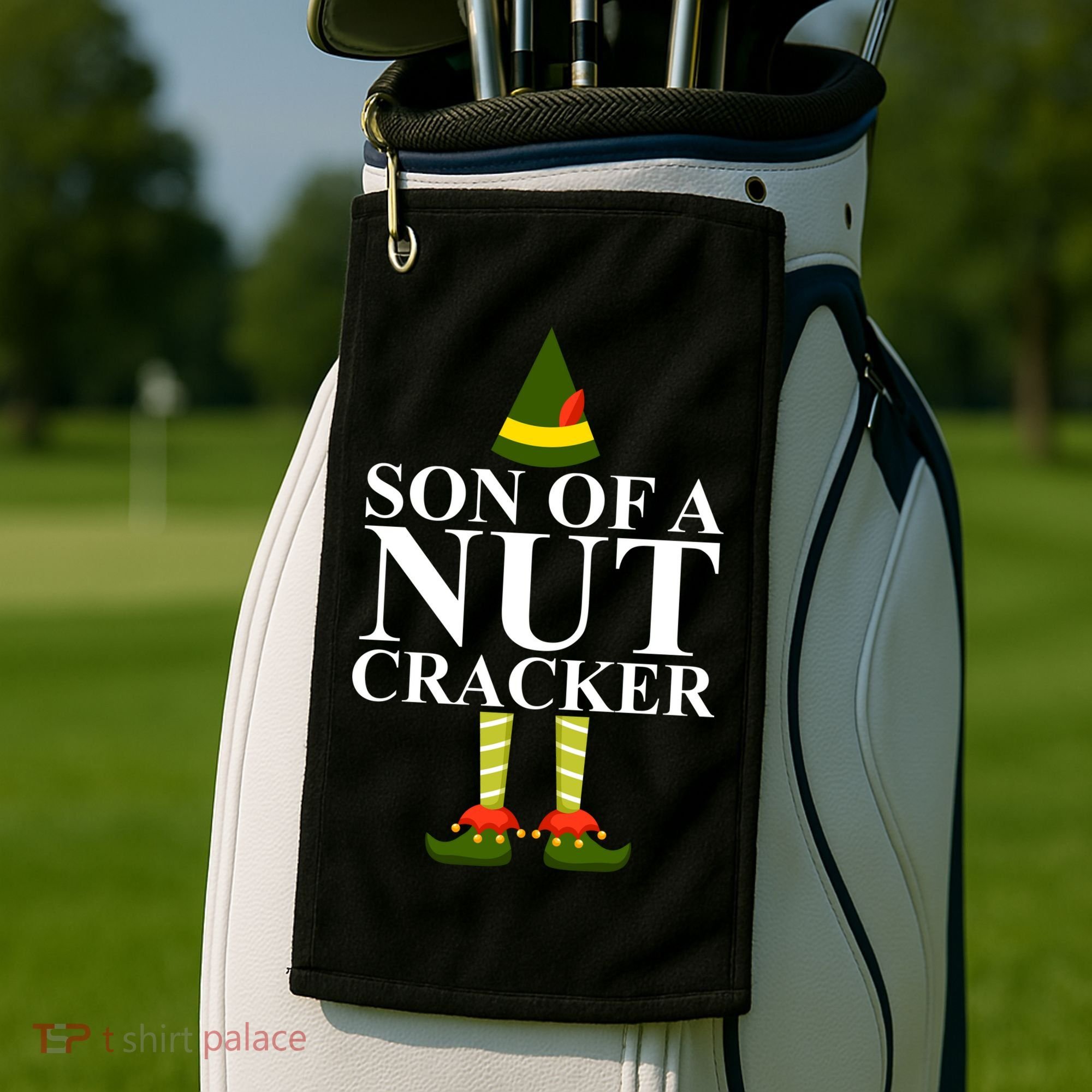 Son Of A Nut Cracker Funny Christmas Golf Towel