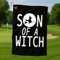 Son Of A Witch Funny Halloween Golf Towel thumb 1