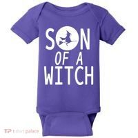 Son Of A Witch Funny Halloween Baby Bodysuit thumb 0