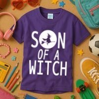 Son Of A Witch Funny Halloween Kids T-Shirt thumb 3