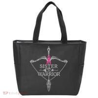 Sister Of A Warrior Breast Cancer Awareness Support Squad Tote Bag thumb 0