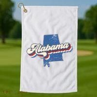 State Of Alabama Retro Logo Golf Towel thumb 1