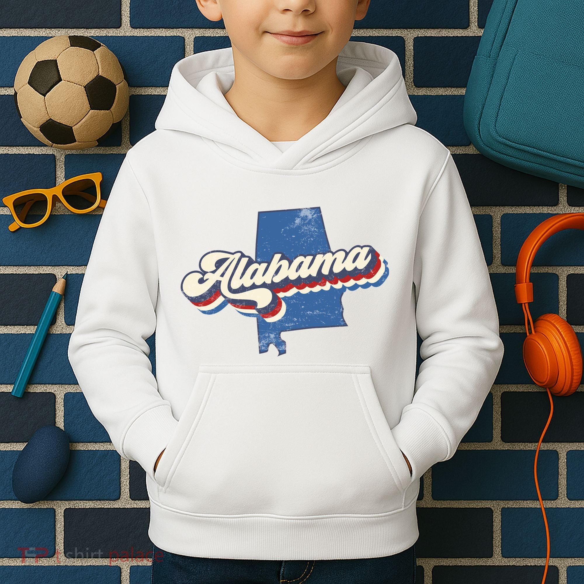 State Of Alabama Retro Logo Kids Hoodie
