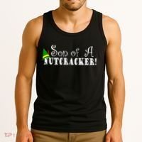 Son Of A Nutcracker Funny Christmas Elf Hat Tank Top thumb 3