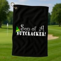 Son Of A Nutcracker Funny Christmas Elf Hat Golf Towel thumb 1