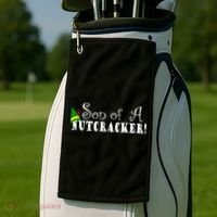 Son Of A Nutcracker Funny Christmas Elf Hat Golf Towel thumb 2