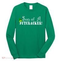 Son Of A Nutcracker Funny Christmas Elf Hat Long Sleeve Shirt thumb 0